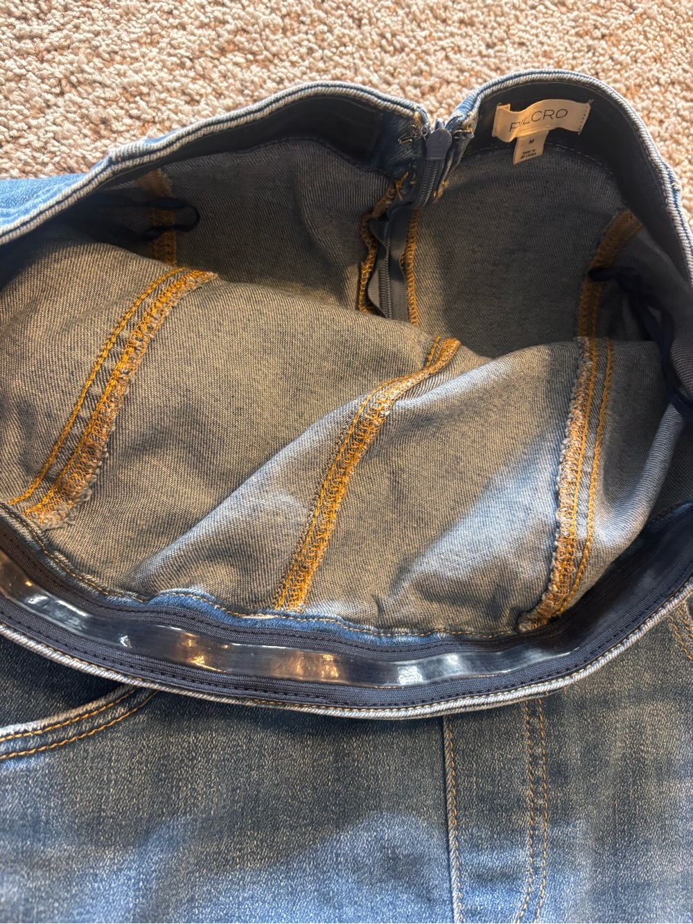 Pilcro Strapless Dark Blue Denim Dress with Front Slit - Picture 6 of 10